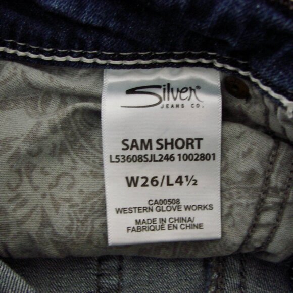 Silver Jeans Sam Jean Short Cuffed Distressed High Rise Size 26 4.5" Inseam - Picture 5 of 14